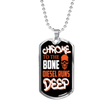 Chrome To The Bone Dog Tag Stainless Steel or 18k Gold 24&quot; Chain - £37.31 GBP+