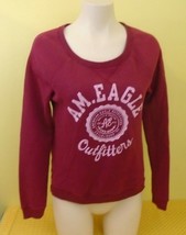 American Eagle Red Long Sleeve Scoop Neck Women&#39;s Sweatshirt Size Small - $10.78