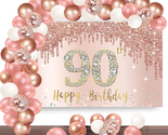 Happy 90Th Birthday Banner Backdrop Decorations with Confetti Balloon Ga... - $29.77