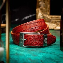 Emilio Genuine Exotic Alligator Belt Rustic Cognac image 4