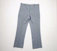 Vtg 70s Streetwear Mens 38x32 Wool Herringbone Wide Leg Bell Bottoms Pants USA - $89.05