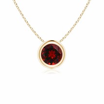 ANGARA Bezel-Set Round Garnet Pendant in 14K Gold | 18&quot; Chain (AAAA Size-5) - £299.45 GBP