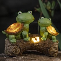 Garden Statue Turtles Figurine - Cute Frog Face Turtles Animal Sculpture With So - £37.75 GBP