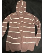 Moondance Hooded Cardigan Sweater - Women&#39;s XL - Brown &amp; White Stripes -... - $11.57