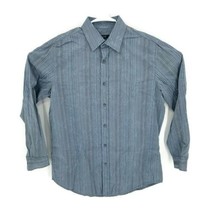 Alfani Tone On Tone Embroidered Blue L/S Button Front Cotton Shirt Mens ... - £17.88 GBP