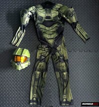 Halo Master Chief Halloween Built In Muscle Costume Helmet Kid Size SMAL... - $29.69
