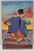 Comic On I'm on my way back home broke but happy Tichnor Bros Unused Postcard C9 - $4.95