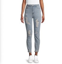 Tinseltown Jeans 1 / 25 womens mom jeans destructed high rise relaxed light wash - £7.78 GBP