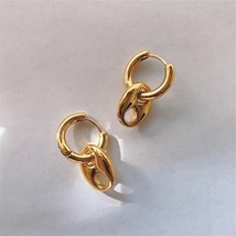 Kshmir 2021 New vintage metal earring splice gold earrings stainless steel round - £7.36 GBP