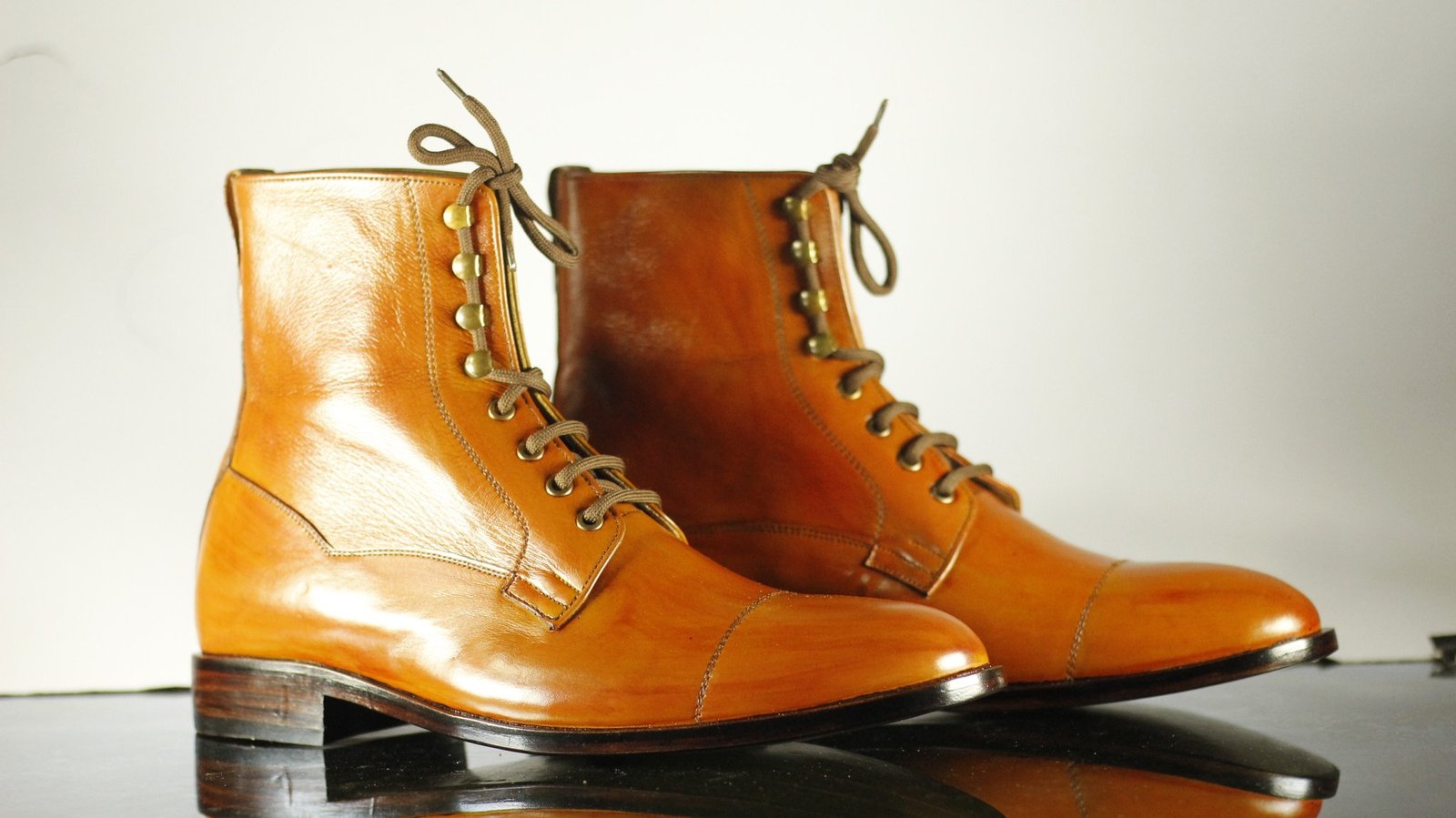 Handmade Men's Tan Leather Cap Toe Lace Up Stylish Boots, Men Ankle Fashion Boot