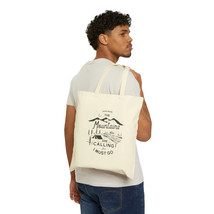 Nature-Inspired Campfire Tote Bag with Majestic Mountain Range Print - £13.17 GBP