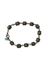 Vintage Beaded Bracelet Sterling Clasp Silver Tone Filigree Gray Beads B... - $22.50