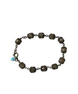 Vintage Beaded Bracelet Sterling Clasp Silver Tone Filigree Gray Beads B... - $22.50