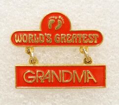Hang Ten Costume Jewelry Lapel Pin World's Greatest Grandma New Baby Foo... - $12.86