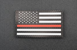 Infrared Thin Red Line US Flag Patch Black &amp; White Fire &amp; Rescue EMS EMT IR - $10.85