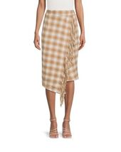 Time and Tru Fringed Faux Wrap Skirt classic plaid Mocha Splash Size XXL... - $12.99