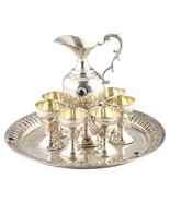 800 Argent Plateau, Pichet + 6 Petit Calice Tasses Verres - $2,165.83 CAD