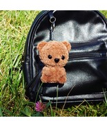 Plush bear keychain Boy&#39;s school backpack ornament Crochet toy keyring c... - $27.74 CAD