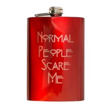 8oz RED Normal People Scare Me Flask L1 - £16.87 GBP
