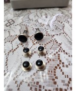 Pioneer Stamped Cufflinks and Tuxedo Studs Black Silver Tone 6 piece set  - $29.54 CAD