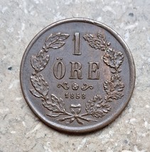 Münze, Schweden 1 Öre 1858 Riksdaler Riksmynt (1855 - 1873) Bronze  - $16.94