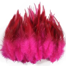 200Pcs Hot Pink Saddle Hackle Rooster Feather Loose Bulk 5-7 Inch 12-17C... - $16.99