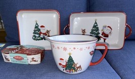 Rudolph &amp; Santa Baking Dishes Casserole Brownie Pan Coquettes Batter Bow... - £147.39 GBP