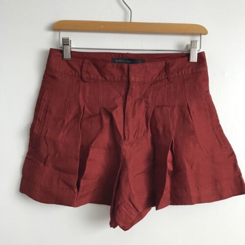 Primary image for Marc Jacobs Linen Shorts 2 Red Chambray Pleated  Dressy Preppy Coastal Resort 