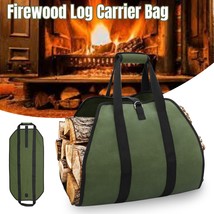 Firewood Log Carrier Bag Heavy Duty Waxed Canvas Log Tote Holder for Fir... - £18.82 GBP