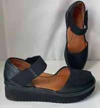 L&#39;Amour Des Pieds Platform Sandals Womens 6 Black Leather Shoes Amadour ... - $19.79