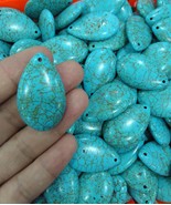 Drilled--10pcs  tibetan Turquoise  Slab drop teardrop   charm pendant je... - £37.27 GBP