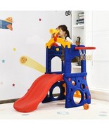 6-in-1 Freestanding Kids Slide with Basketball Hoop and Ring Toss - Colo... - $365.42 CAD