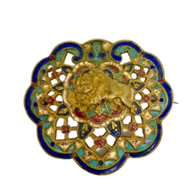 Antique Art Nouveau Victorian Sash Pin Figural Foo Lion Jewelry Brooch - £115.51 GBP