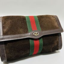 Vintage Gucci Clutch Bag Sherry Suede Brown Authentic - $3,709.11 MXN