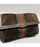 Vintage Gucci Clutch Bag Sherry Suede Brown Authentic - $3,701.43 MXN
