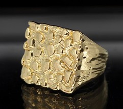 Nugget 14k Gold Plated Square Pinky Hip Hop Fashion Jewelry Ring Size 5-14 - £7.82 GBP