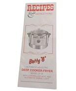 Betty G Deep Cooker Fryer Model 3 Recipes &amp; Instructions Booklet - $6.88