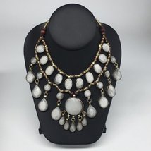 Vintage Kuchi RARE Mother of Pearl  Silver Choker Tribal ATS Boho Necklace - £39.81 GBP