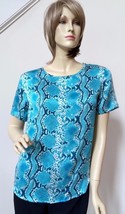 Pure Amici Blouse Small Animal Snake Print Silk  Top Short Sleeve NEW - £31.07 GBP