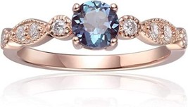 Natural Certified Alexandrite Gemstone Ring 14K Gold Plated Promise ring for her - £110.81 GBP