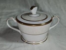 Noritake WHITE PALACE Sugar Bowl With Lid Wedding China Gold Trim Accent - £71.76 GBP