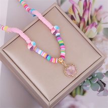 Fashion Women Wild Kawaii Cute Bohemian Candy Colors Clavicle Chain Heart Shape  - £8.91 GBP