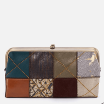HOBO LAUREN Clutch Leather Wallet In Mixed Patchwork   Print, Multi Colors, NWT - £141.70 GBP