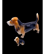 Vintage Basset Hound Dog Pair Set Lot 2 Figurines Large Porcelain &amp; Mini... - $152.42 CAD