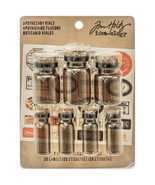 Idea-Ology Corked Glass Vials 7/Pkg-Apothecary Amber W/Vintage Labels - $221.69 MXN