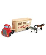 Melissa &amp; Doug Horse Carrier Wooden Vehicle Play Set With 2 Flocked Hors... - £16.85 GBP