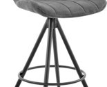 Armen Living Catalina 30&quot; Bar Height Bar Stool in Charcoal Fabric and Bl... - $204.99