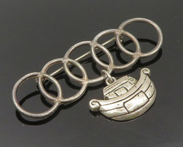 DESIGNER 925 Silver - Vintage Interlocking Circle House Brooch Pin - BP9389 - £44.21 GBP