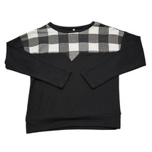 Bozzolo Sweatshirt Mens S Black Long Sleeve Crew Neck Plaid Colorblock P... - £19.64 GBP