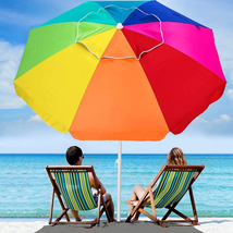 6.5Ft Heavy Duty Beach Umbrella w/ Tilt Sun Shelter &amp; UV Protection &amp; Carry Bag  - £36.76 GBP+